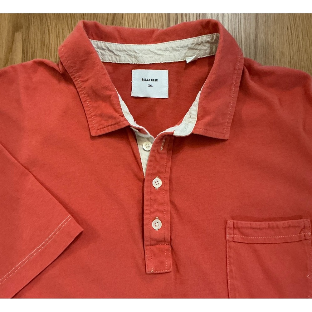 Billy Reid Polo Shirt Mens XXL Burnt Orange Cotton Made in Peru